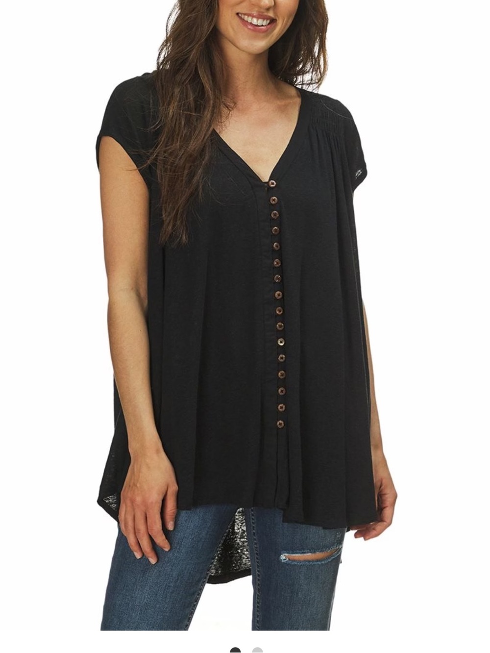 Free People Highland Button Front Tunic Top Small